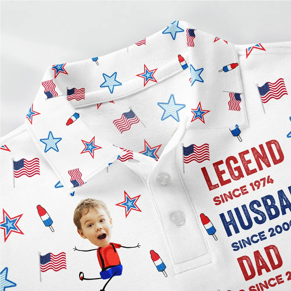 Independence Day,Gift For Father,Dad - Children,Happy,Humorous - Legend Husband Daddy Since Patriotic - Personalized Polo Shirt