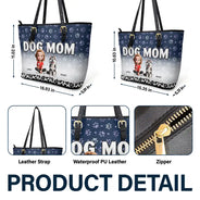 Gift For Women, Dog Lovers, Dog Mom, Pet Lovers, Pet Mom, Love - Leopard Dog Mom - Personalized Leather Tote Bag