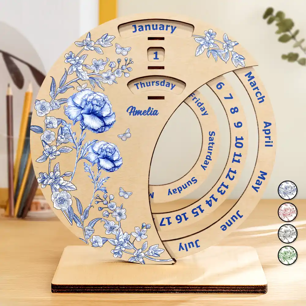 Let Your Birth Month Flower Bloom In Time - Personalized Spinning Perpetual Desk Calendar
