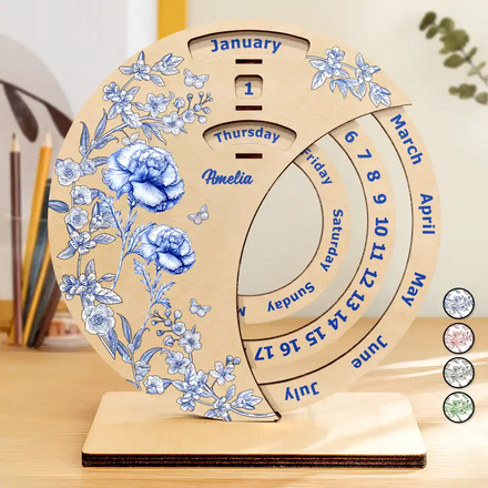 Let Your Birth Month Flower Bloom In Time - Personalized Spinning Perpetual Desk Calendar