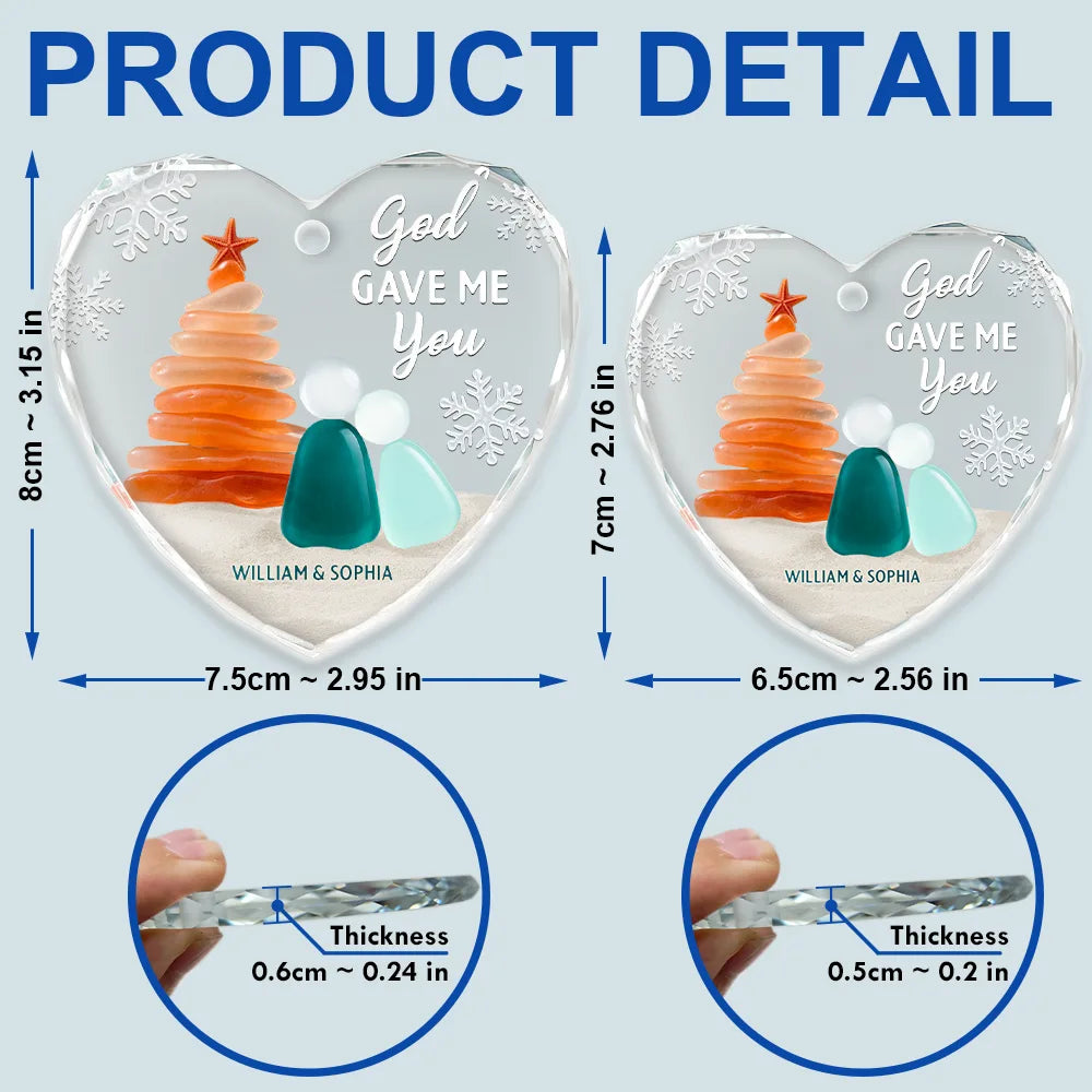 Gift For Couples,Old Couples,Gift For Husband,Gift For Wife,Gift For Boyfriend,Gift For Girlfriend,Christmas,Love - Let's Do This Forever - Personalized Heart Shaped Glass Ornament
