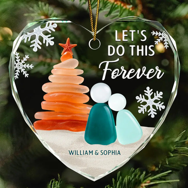 Gift For Couples,Old Couples,Gift For Husband,Gift For Wife,Gift For Boyfriend,Gift For Girlfriend,Christmas,Love - Let's Do This Forever - Personalized Heart Shaped Glass Ornament