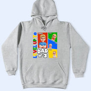 Gift For Father,Non-Eng,Vector,Adorable - Level Up To Dad Of Two Basic Color Arcade Theme - Personalized T Shirt