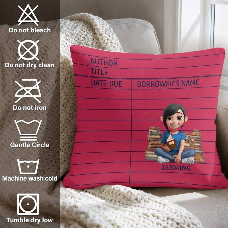 Christmas,Cozy,Reading,Gift For Yourself,Vector - Library Card Reading Book Lovers - Personalized Pillow