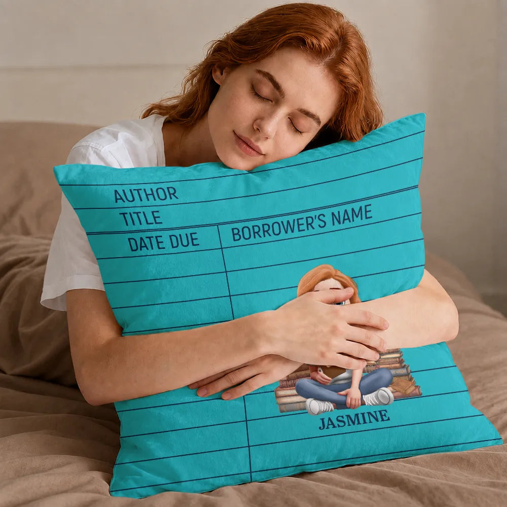 Christmas,Cozy,Reading,Gift For Yourself,Vector - Library Card Reading Book Lovers - Personalized Pillow