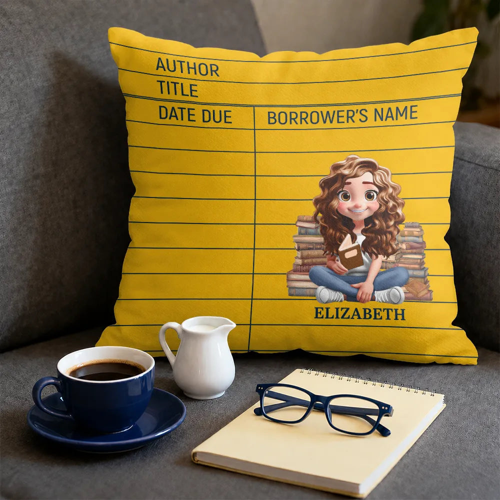 Christmas,Cozy,Reading,Gift For Yourself,Vector - Library Card Reading Book Lovers - Personalized Pillow