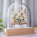 Reading,Gift For Yourself - Library With Birth Month Flower And Book - Personalized Custom Shaped LED Light
