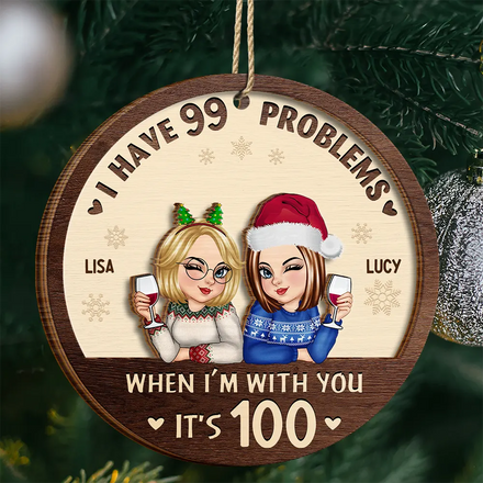 Life With My Extra Problems - Personalized 2-Layered Wooden Ornament