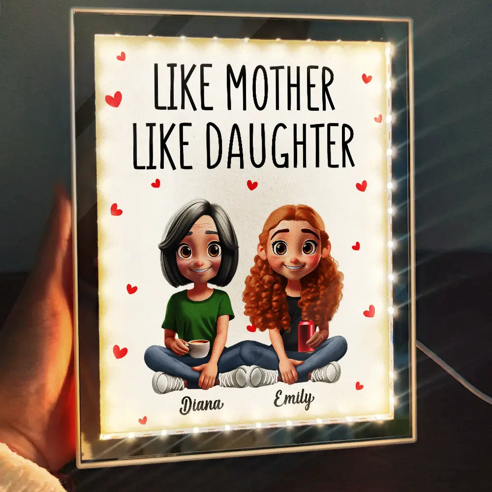 Mom,Daughters,Gift For Mother - Like Mother Like Daughter - Personalized LED Mirror Frame Lamp