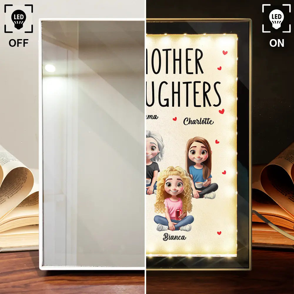 Mom,Daughters,Gift For Mother - Like Mother Like Daughter - Personalized LED Mirror Frame Lamp