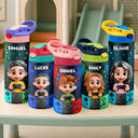 Playful,Back To School,Gift For Kids,Vector - Little Boy Girl Playing Game - Personalized Insulated Water Bottle With Straw