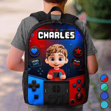 Little Boy Girl Playing Game - Personalized Kids Backpack