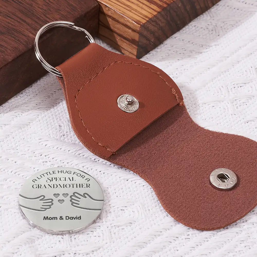 Love,Gift For Grandkids - Little Hug For A Special Granddaughter - Personalized Leather Pocket Hug