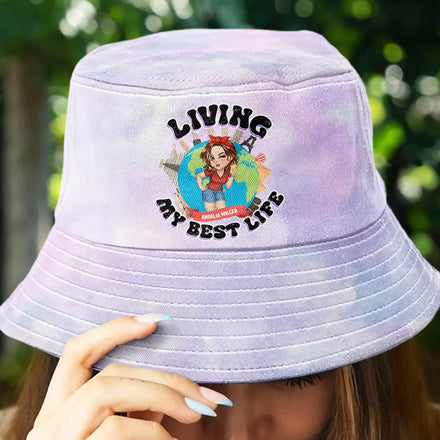 Living My Best Life Travel Lovers - Personalized Bucket Hat