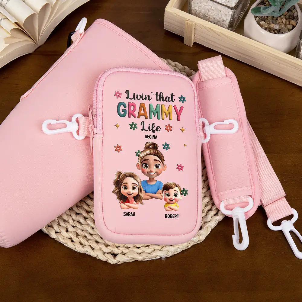 Gift For Grandma,Grandma,Grandkids,Gift For Mother,Mom,Children - Living That Grandma Life - Personalized Bottle Carrier Bag