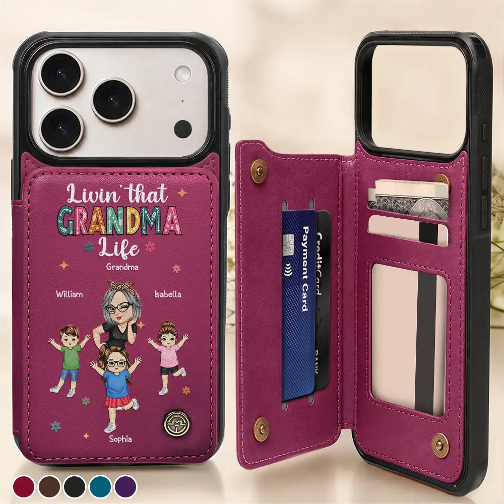 Living That Grandma Life - Personalized Leather Flip Wallet Phone Case