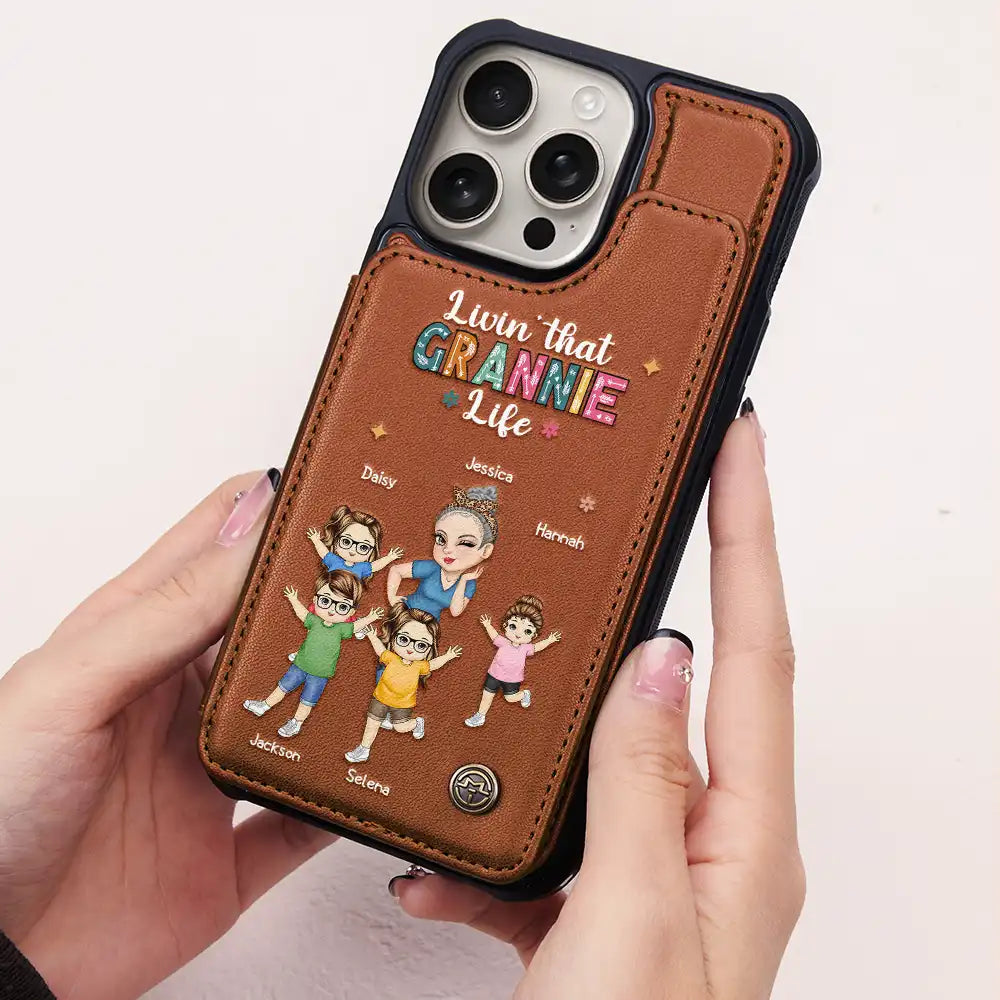 Gift For Grandma, Love, Gift For Mother - Living That Grandma Life - Personalized Leather Flip Wallet Phone Case