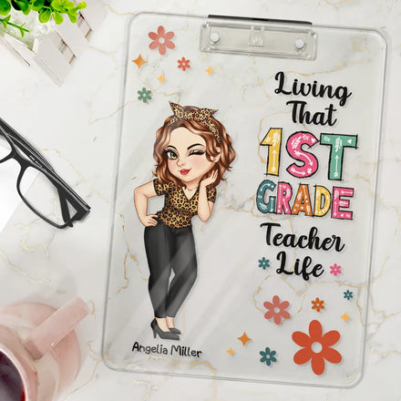 Living That School Teacher Life - Personalized Acrylic Clipboard