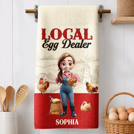 Local Egg Dealer Chicken Farm - Personalized Kitchen Towel