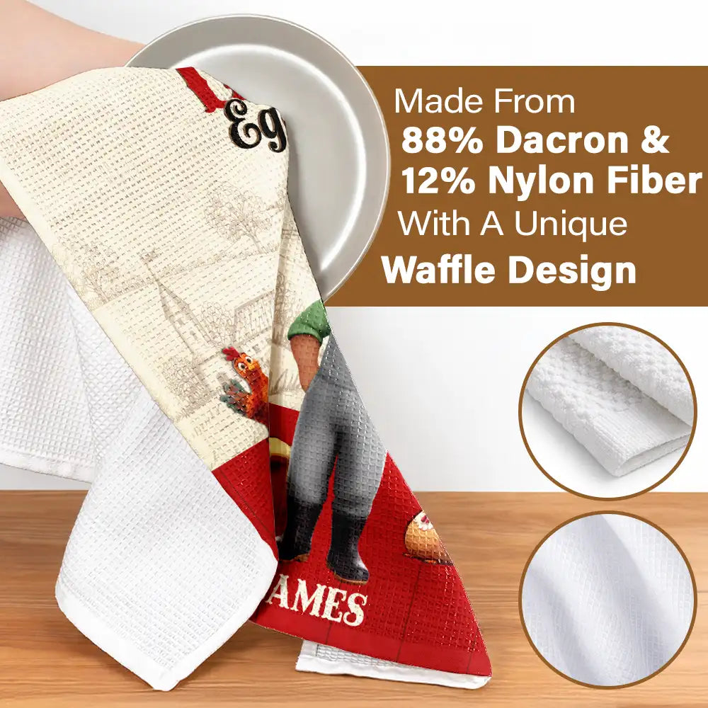 Farm,Outdoor Decor,Chicken,Pet Lovers,Humorous,Vector - Local Egg Dealer Chicken Farrm - Personalized Kitchen Towel