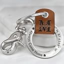 Gift For Yourself,Gift For Father,Gift For Mother,Gift For Brothers,Gift For Sisters,Gift For Son,Gift For Daughter,Family,Long Distance,Happy - Location Coordinates Always Come Home - Personalized Leather Coordinates Keychain