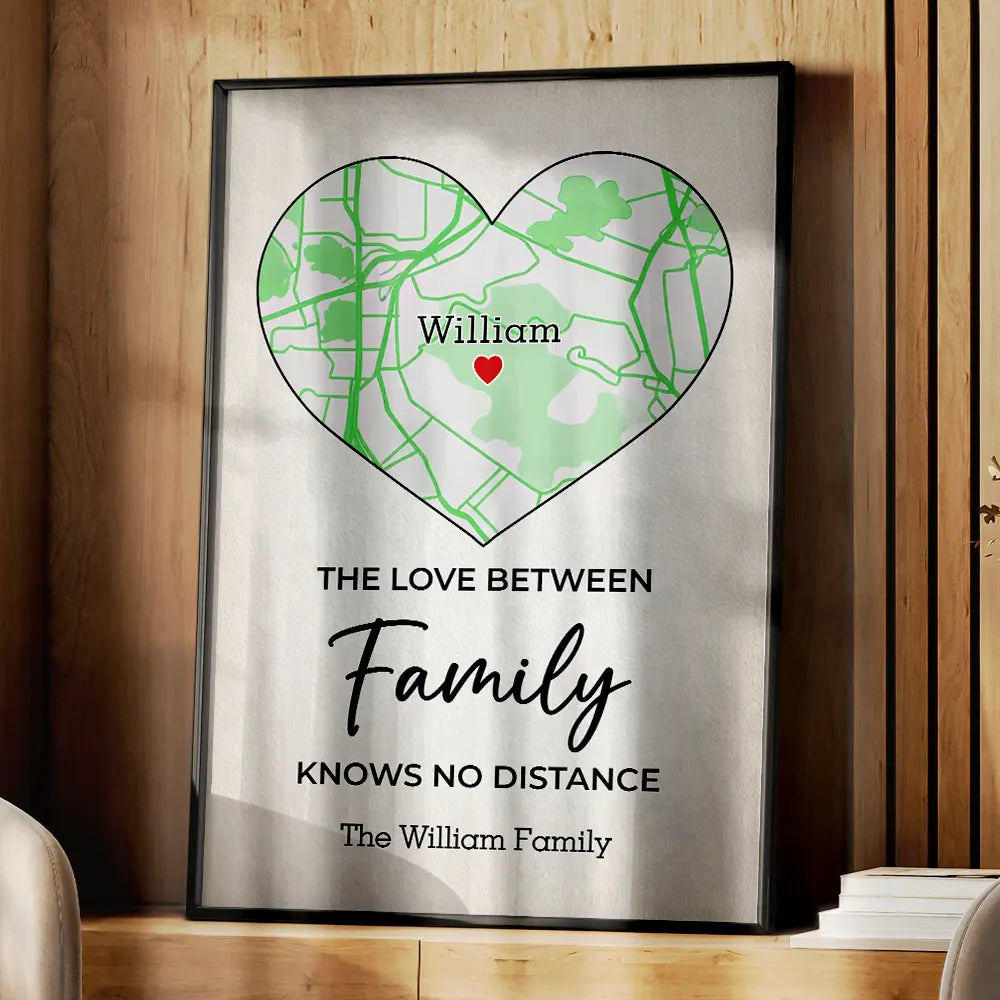 Family,Gift For Father,Gift For Mother,Gift For Son,Gift For Daughter,Long Distance,Love,Gift For Grandma,Gift For Grandpa - Location Map Miles Apart But Close At Heart - Personalized Poster