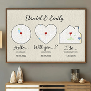 Family,Gift For Father,Gift For Mother,Love,Gift For Grandma,Gift For Grandpa - Location Map Our Love Story - Personalized Poster