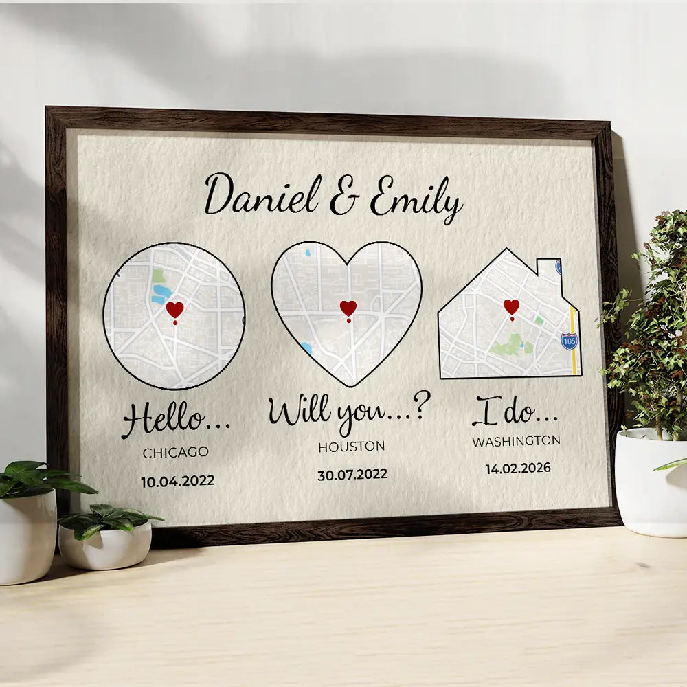 Family,Gift For Father,Gift For Mother,Love,Gift For Grandma,Gift For Grandpa - Location Map Our Love Story - Personalized Poster