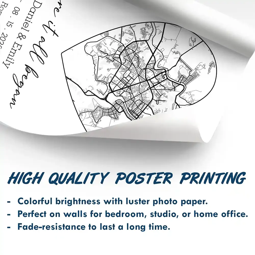 Wedding Anniversary,Gift For Couples,Gift For Husband,Gift For Wife,Happy - Location Map Wedding, Anniversary Gift For Couple, Where It All Began - Personalized Poster