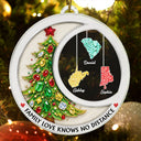 Top Market,Christmas,Long Distance,Cozy,Family,Icon - Long Distance Family Love Knows No Distance Crystal Effect - Personalized Custom Shaped Acrylic Ornament