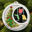 Top Market,Christmas,Long Distance,Cozy,Family,Icon - Long Distance Family Love Knows No Distance Crystal Effect - Personalized Custom Shaped Acrylic Ornament