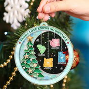 Top Market,Sentimental,Christmas,Long Distance,Family,Icon - Long Distance Family Love Knows No Distance Sea Glass Effect - Personalized Custom Shaped Acrylic Ornament