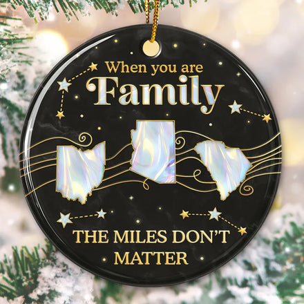 Long Distance The Miles Don't Matter 3D Nacre Effect - Personalized Circle Ceramic Ornament