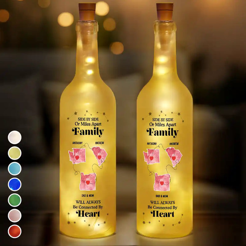 Christmas,Long Distance,Cozy,Family,Icon - Long Distance When You Are Family The Miles Do Not Matter - Personalized Bottle Light