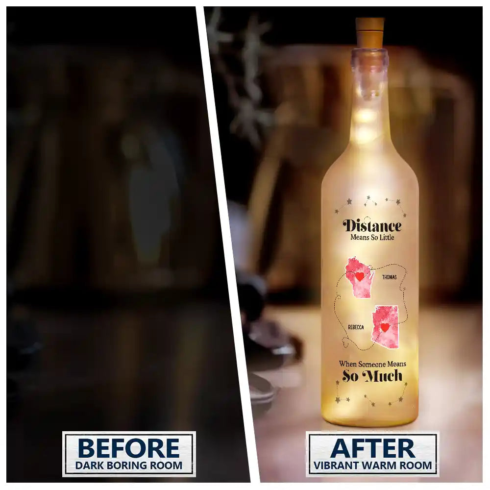 Christmas,Long Distance,Cozy,Family,Icon - Long Distance When You Are Family The Miles Do Not Matter - Personalized Bottle Light