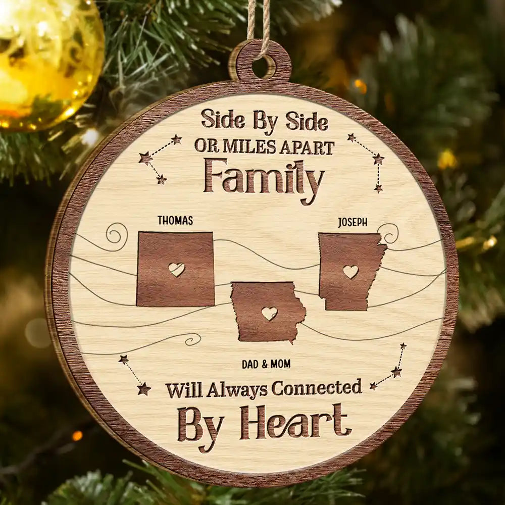 Sentimental,Christmas,Family,Icon - Long Distance When You Are Family The Miles Do Not Matter - Personalized Custom Shaped Wooden Ornament