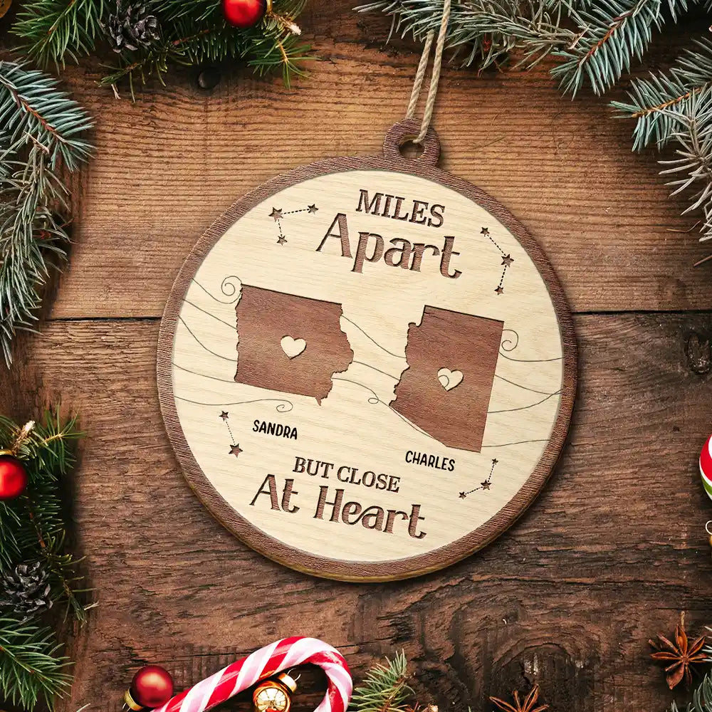 Sentimental,Christmas,Family,Icon - Long Distance When You Are Family The Miles Do Not Matter - Personalized Custom Shaped Wooden Ornament