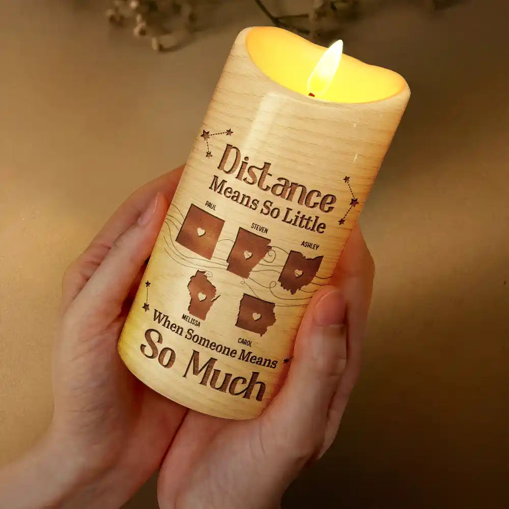 Christmas,Long Distance,Cozy,Family,Icon - Long Distance When You Are Family The Miles Do Not Matter - Personalized Flameless LED Candle