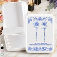 Gift For Mother, Gift For Daughter, Mom - Daughter (Adult), Gift For Children, Sentimental, Icon - Love Between Mother Daughter Birth Flower Toile - Personalized LED Compact Mirror