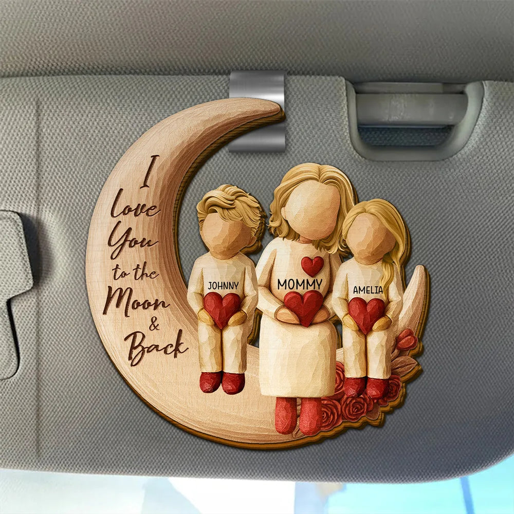 Love You To The Moon & Back - Personalized Custom Shaped Car Visor Clip
