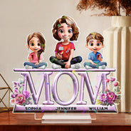 Gift For Mother, Mom - Children, Happy - Lovely Mom And Kids 3D Effect Print - Personalized Holographic Acrylic Plaque