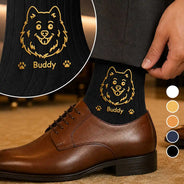 Dog Lovers, Pet Lovers, Adorable, Icon - Lovely Pet Face And Name - Personalized Embroidered Socks