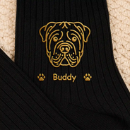 Dog Lovers, Pet Lovers, Adorable, Icon - Lovely Pet Face And Name - Personalized Embroidered Socks