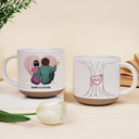 Gift For Couples,Gift For Wife,Gift For Husband,Gift For Boyfriend,Gift For Girlfriend,Love - Loving Couple Carved Initials Heart Tree - Personalized Pottery Mug