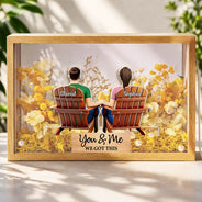 Love,Old Couples,Gift For Husband,Gift For Wife,Gift For Boyfriend,Gift For Girlfriend,Gift For Couples,Non-Eng,Vector - Loving Couple You & Me We Got This - Personalized Flower Light Box