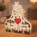Gift For Mother,Gift For Father,Gift For Grandma,Gift For Grandpa,Love - Loving Giraffe Family - Personalized Custom Shaped Wooden Puzzle