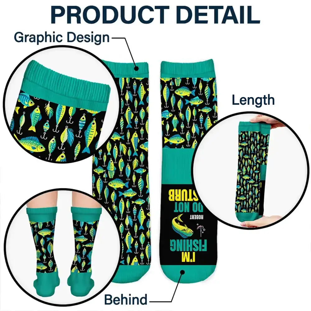 Top Market, Christmas, Gift For Men, Fishing, Gift For Yourself, Icon, Happy - Lucky Fishing Socks Fk Off I'm Fishing Gift For Fisherman - Personalized Socks