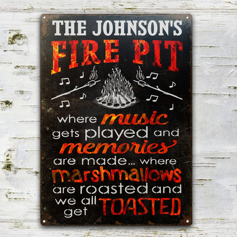 Personalized Camping Fire Pit Get Toasted Color Customized Classic Metal Signs