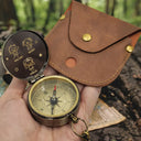 Happy,Gift For Grandpa,Gift For Grandma,Gift For Grandparents - This Grandpa Grandma Belongs To Stick Figures - Personalized Engraved Brass Compass