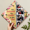 Graduation,Gift For Yourself,Gift For Daughter,Gift For Sisters,Gift For Bestie,Happy - Custom Photo Faux Rhinestone She Believed She Could - Personalized Graduation Cap Topper